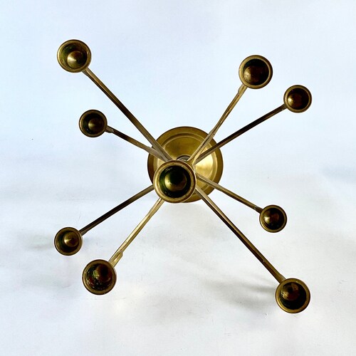 Vintage Brass 9 arm shops Candelabra, Candle Holder, Boho Wedding