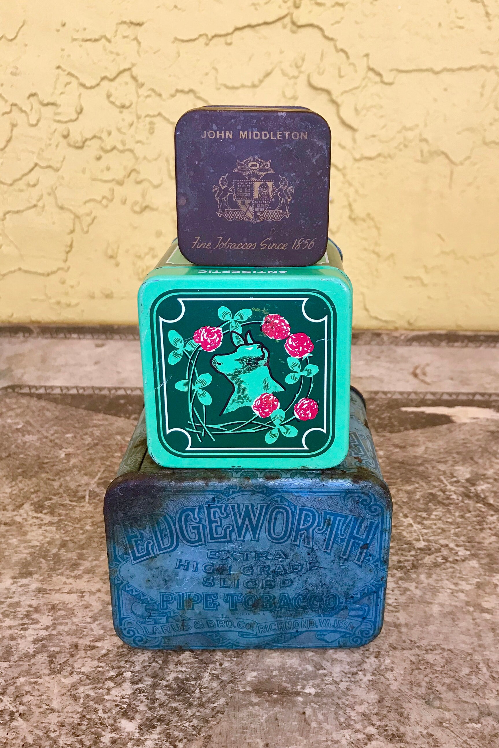 john middleton tobacco tins Vintage CLUB MIXTURE Tin Litho Inc Philadelphia, PA. Brwn Pair Of Empty Tobacco Tins