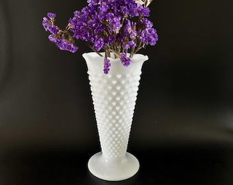 Vintage Anchor Hocking Hobnail Milk Glass Vase