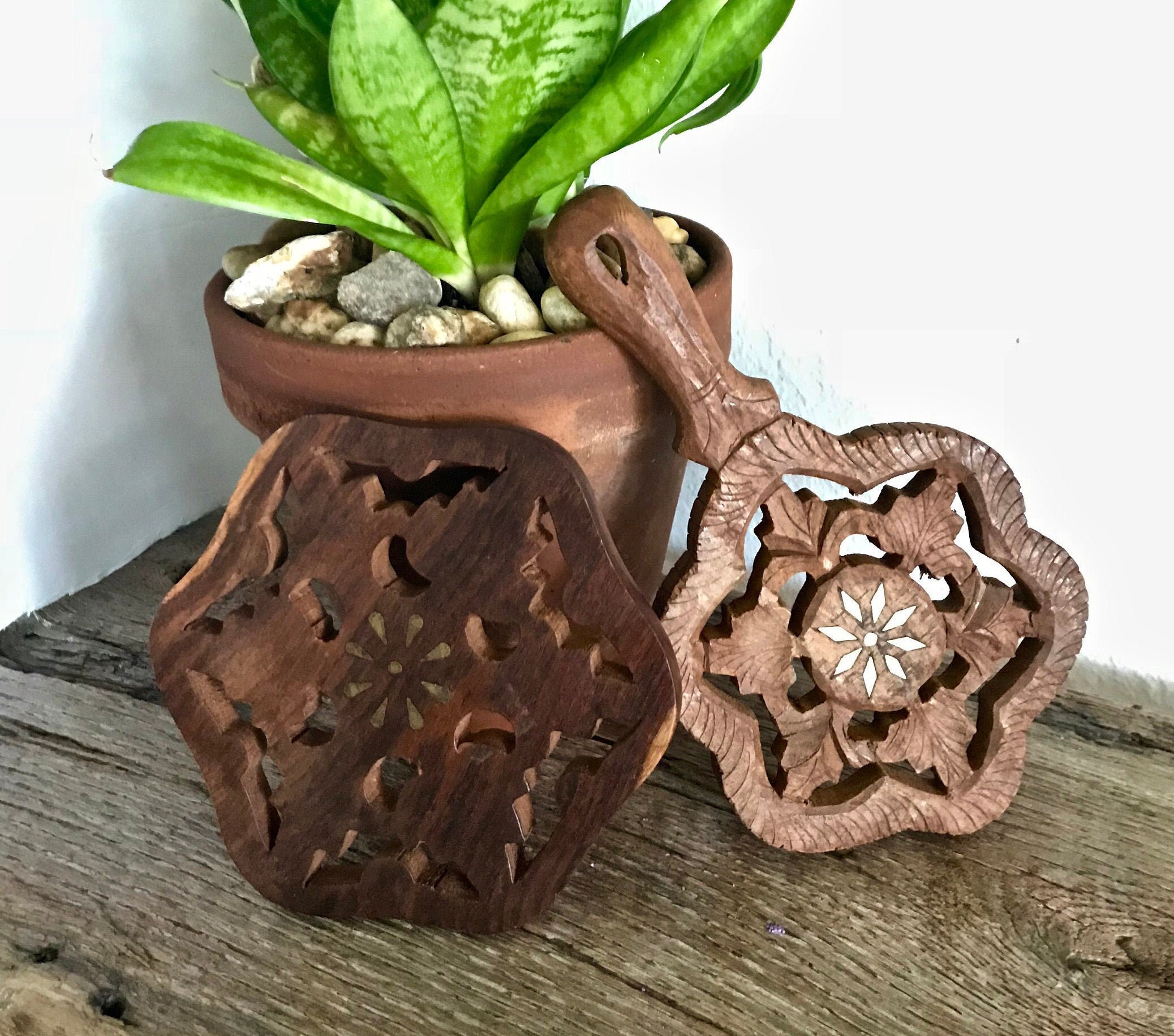 Wooden Trivet Set of 2 Hand Carved Wooden Trivet Made in India Etsy