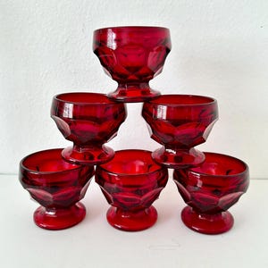 Set of 6 Vintage Georgian Ruby by Viking Champagne/Tall Sherbet Glasses