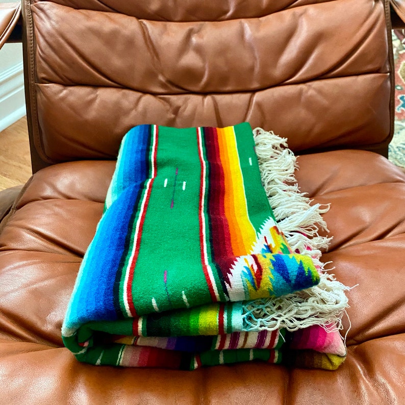 Vintage Wool Saltillo Blanket Serape Striped Throw Etsy