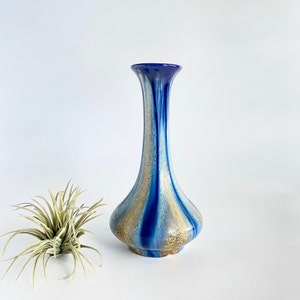 Vintage Thulin Faience Blue Vase, Art Deco, Belgium