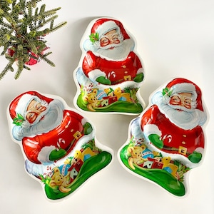 Set of 3 Vintage Santa Claus Serving Tray, 3 Compartments