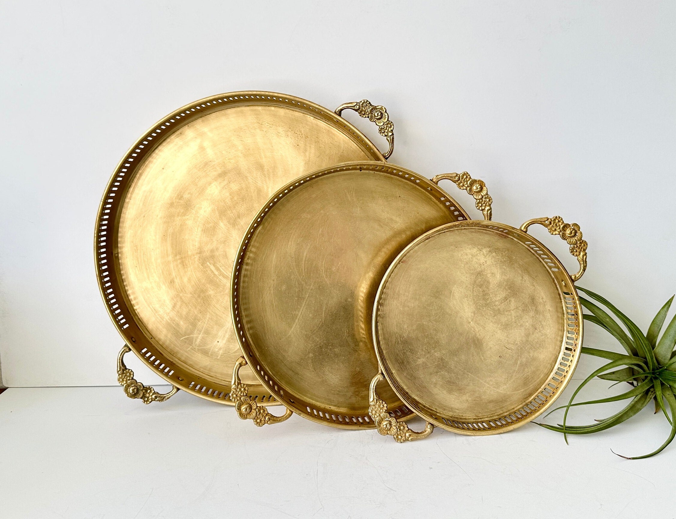 Vintage Regency Furniture Boutique - Brass Tray with Handles $65