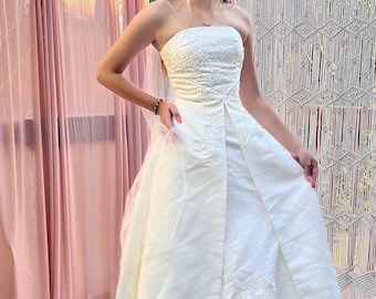 St. Tropaz Strapless Wedding Gown Embroidered With Crystals