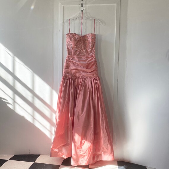 Pink Taffeta Strapless Dress with Cape and Beaded… - image 6