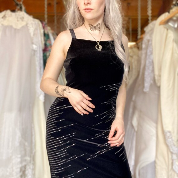 My Michelle Black Velvet Floor Length Dress