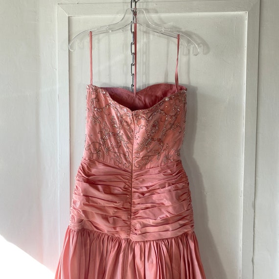 Pink Taffeta Strapless Dress with Cape and Beaded… - image 10