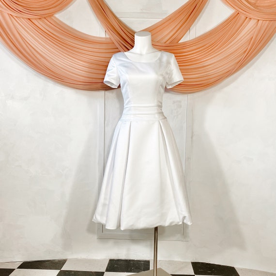 Tea Length Modest Wedding Dress