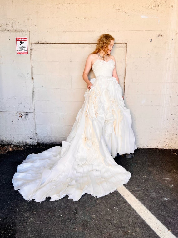 Maggie Sottero Strapless Wedding Gown With Corset Top & Ruffled Skirt