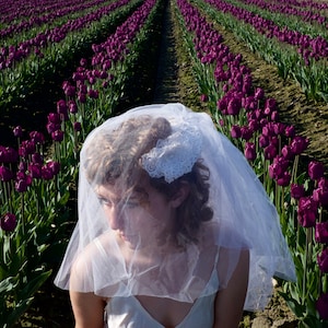 Vintage veil with lace crown and blusher