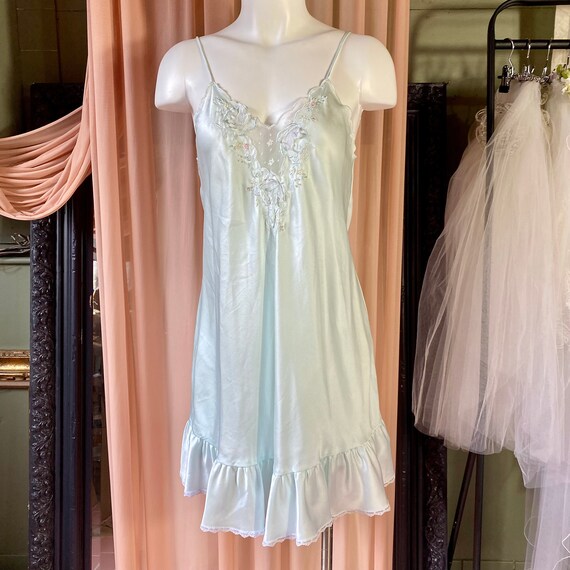 Light Turquoise Vintage Nightgown & Night Robe - image 8