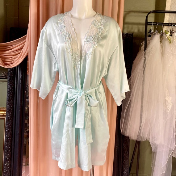 Light Turquoise Vintage Nightgown & Night Robe - image 3