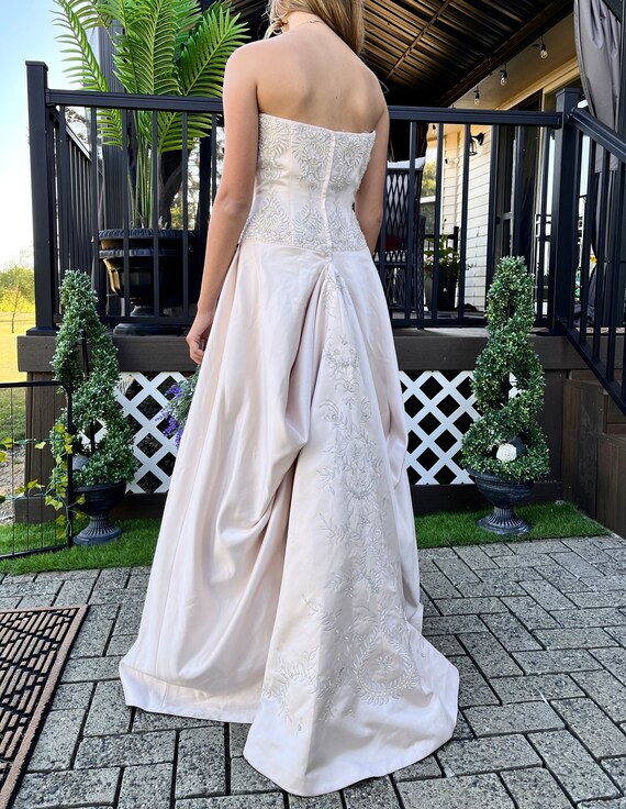 2be Strapless Satin Wedding Gown with Adjustable Train