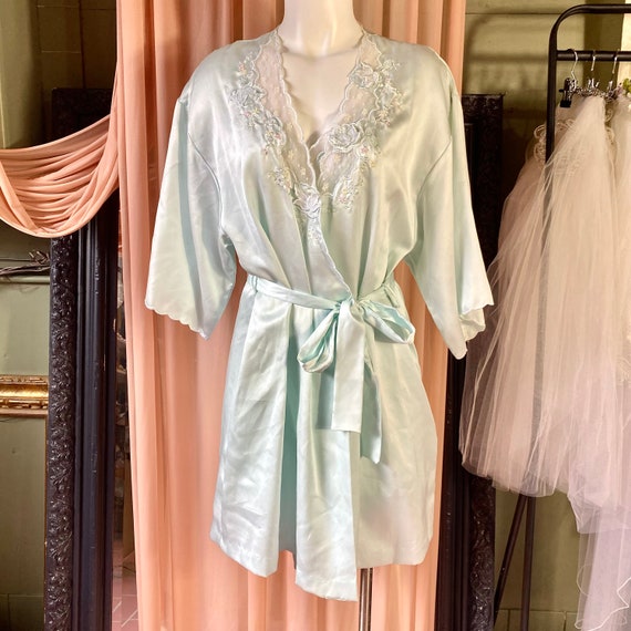 Light Turquoise Vintage Nightgown & Night Robe - image 4