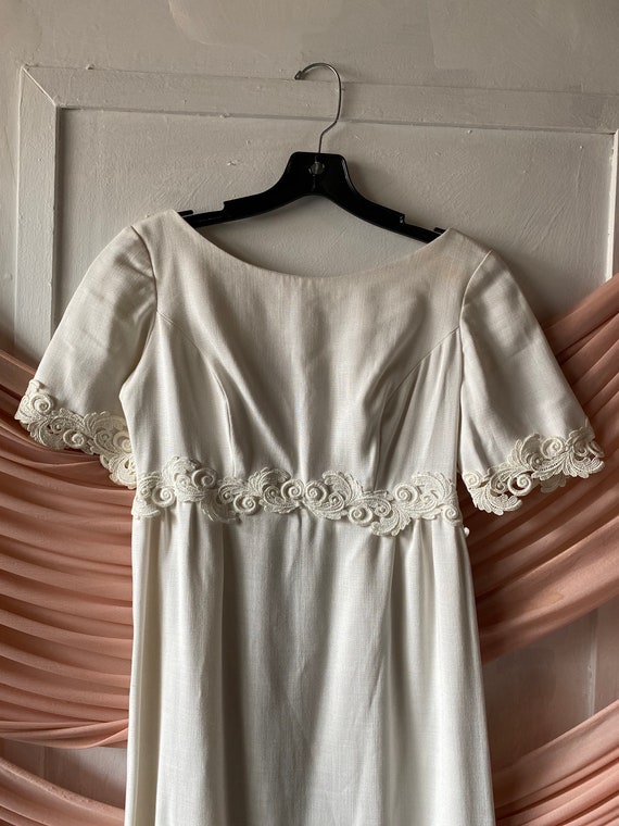 Vintage Linen Wedding Dress and Veil Set - image 7