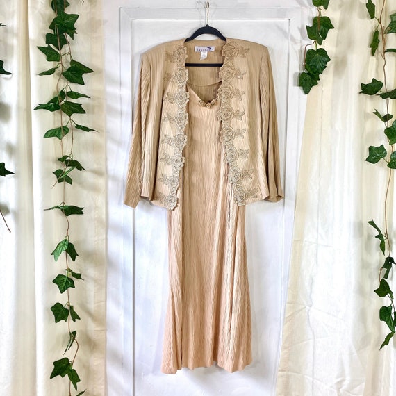 Lavande' Latte Vintage Dress With Matching Jacket