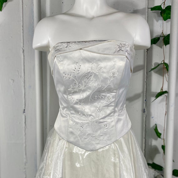 Strapless Short Organza Wedding Dress - image 3