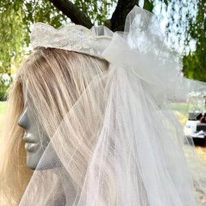 Lace Crown With Pearls and Long Veil