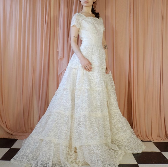 Lace Multi Tiered Wedding Dress