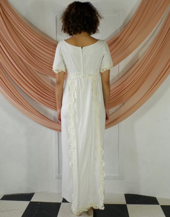 Vintage Linen Wedding Dress and Veil Set - image 5
