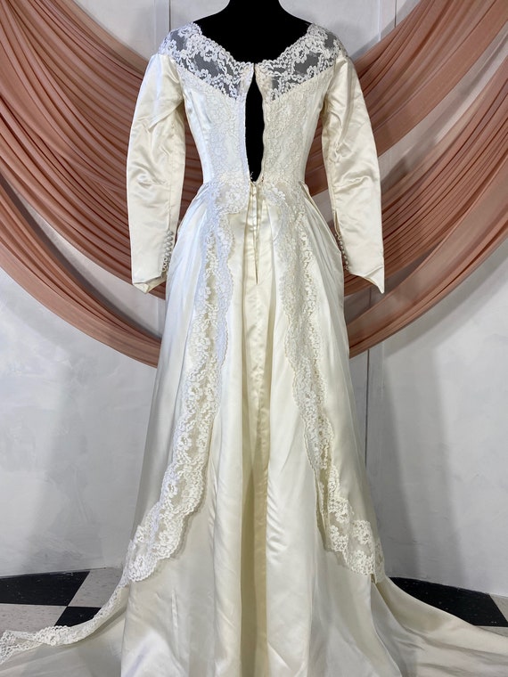 Long Sleeve Wedding Dress with Lace Neckline - image 3