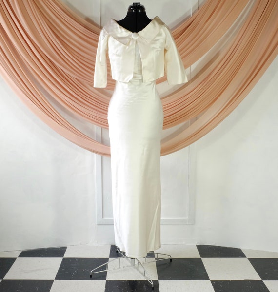 Silk Wedding Dress with Matching Cropped Jacket