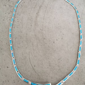 High quality Sterling silver 925 necklacem / Blue opal color / Greek jewelry
