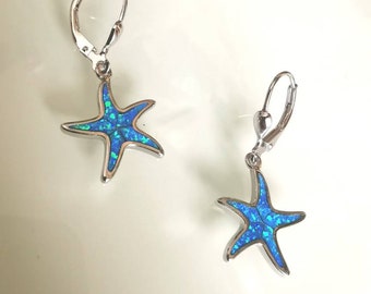 Boucles D'Oreilles Argent Sterling 925 Opale Forme Étoile De Mer Champignon Cœur Éléphant Lapin Étoile - Bijoux Femme Fille Enfant