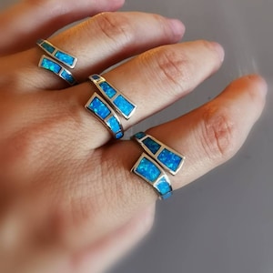 High quality Sterling silver 925 /Adjustable ring / Blue opal jewelry /Greek Ancient Jewellery