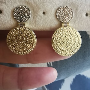 Sterling silver 925 Phaistos Disc Earrings / Ancient Jewelry / Greek History / Coin Earrings /Minoan Jewelry