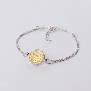 Phaistos Disc Bracelet/Two sided coin/Zircons /Greek Ancient Jewelry/Gold Plated /Silver 925 /Gift Idea /Hand Made