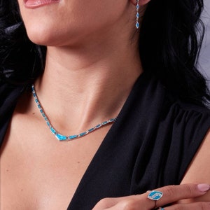 High quality Sterling silver 925 necklace / Blue opal jewelry / Greek Ancient Jewellery