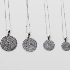 Unisex Silver 925 Necklace -Two Sided Phaistos Pendant - Phaistos Disc - Ancient Greek Jewelry - Gold Plated - Chain & Pendant-Coin