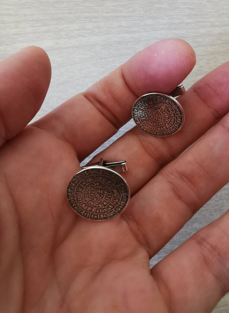 Boutons De Manchettes Anciens Profil éphèbe Grec Monnaie (copie) - Occasion, Bronze Patiné