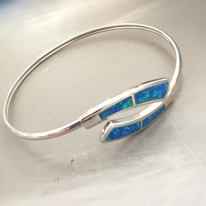 Blue opal sterling silver 925 bracelet/ adjustable bracelet / Greek Ancient Jewelry