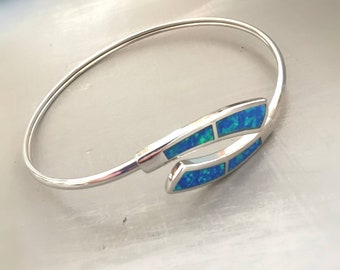 Blue opal sterling silver 925 bracelet/ adjustable bracelet / Greek Ancient Jewelry