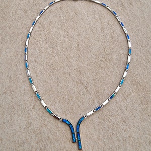 High quality Sterling silver 925 necklace / Blue opal jewelry / Greek Ancient Jewellery