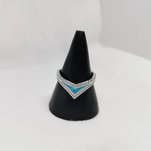 Sterling silver 925 ring / Blue Opal / Zircons /Greek Ancient Jewelry / Gift for her