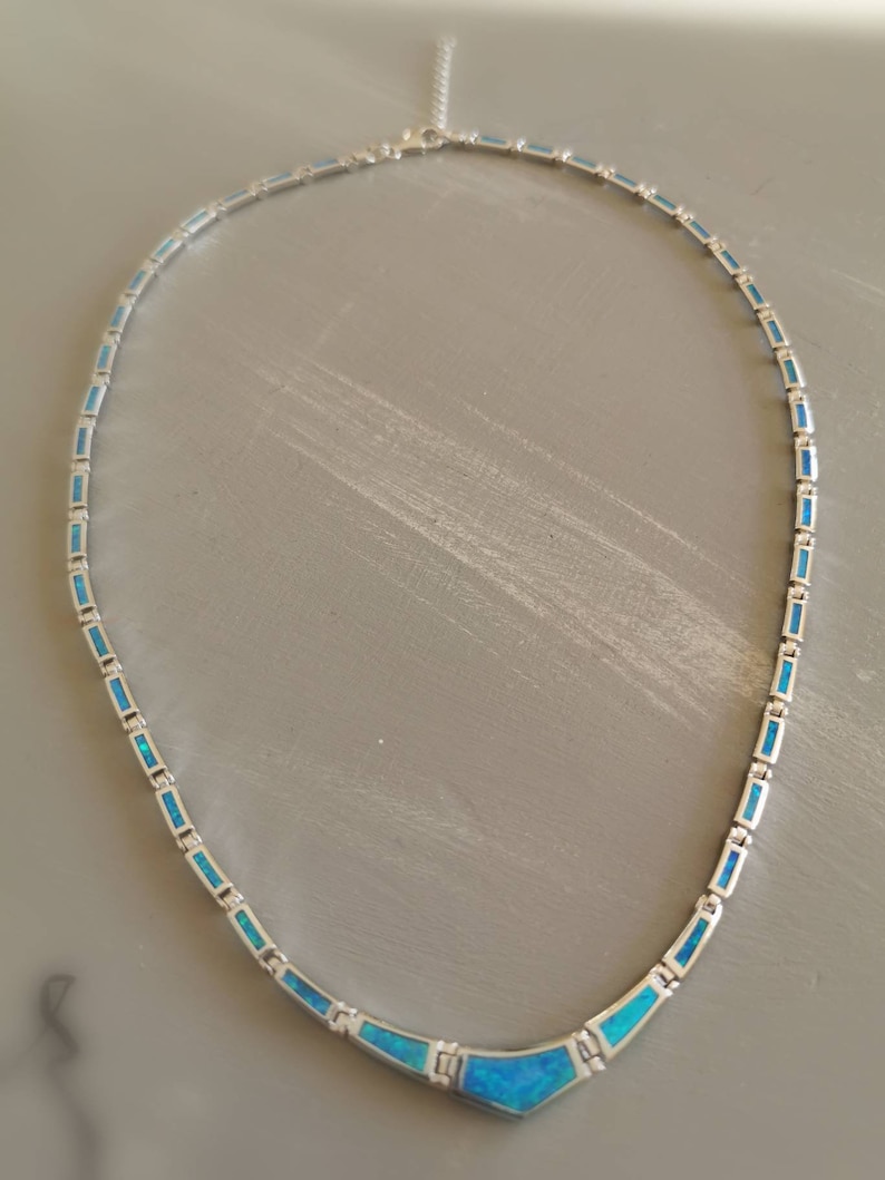 Blått opalhalsband, grekiska smycken, silver 925 bild 5