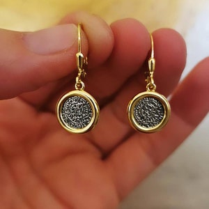PHAISTOS DISK OHRRINGE / Silber 925 / Vergoldet / Geschichtsschmuck / Altgriechischer Schmuck