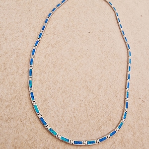 High quality Sterling silver 925 necklace / Blue opal jewelry / Greek Ancient Jewellery