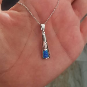 Hochwertige Sterling Silber Halskette / Meanders Schlüsselanhänger / Blauer Opal Schmuck