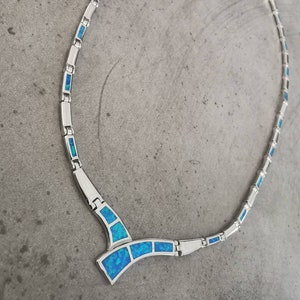 High quality Sterling silver Necklace / Blue opal color / Greek Ancient Jewelry
