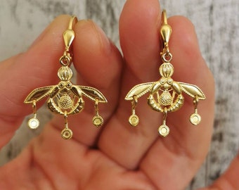 Sterling Silver 925/Gold Plated /Minoan Bees/Malia Bees/Greek Ancient Jewelry/Hand Made/Greek History