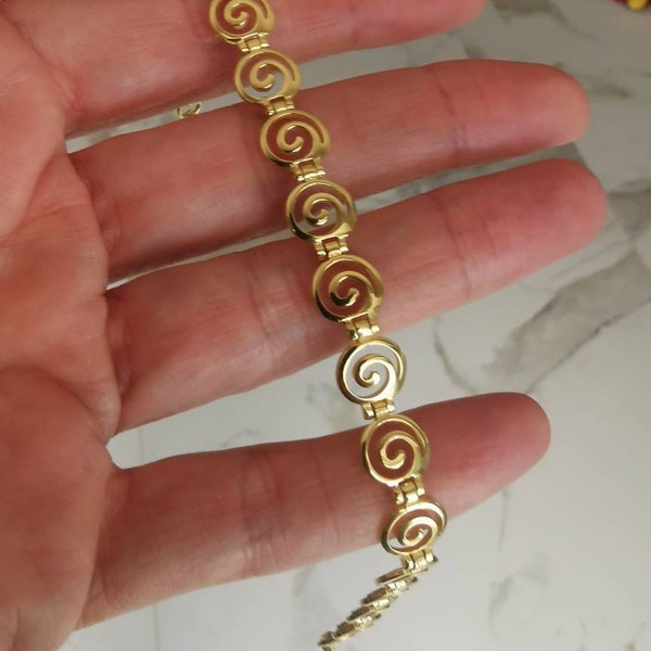 High quality Sterling silver 925 gold plated Spiral bracelet/ Greek Ancient Jewelry / Greek designer