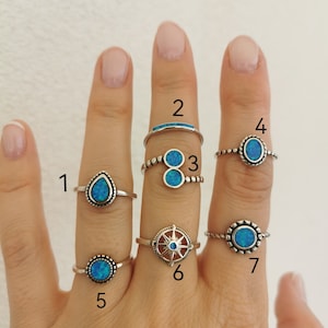 High quality Sterling silver 925 ring / Size 52 / Blue opal ring/ Greek Ancient Jewellery