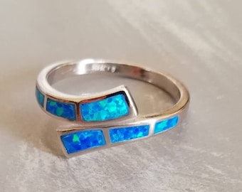Blue Opal Ring/ Greek Jewellery/Greco style/ Silver925/ Adjustable Adjustable