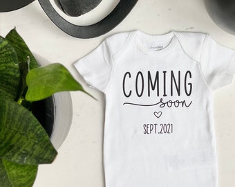 Coming Soon Baby Pregnancy Announcement Bodysuit, Customizable Date